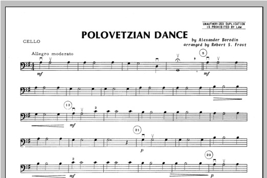 Download Frost Polovetzian Dance - Cello Sheet Music