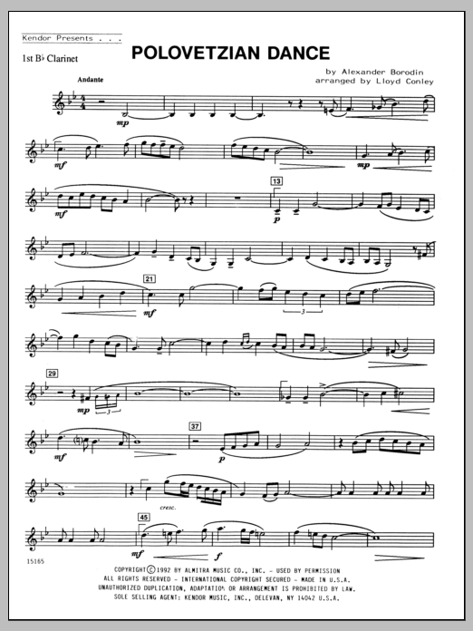 Download Conley Polovetzian Dance - Clarinet 1 Sheet Music