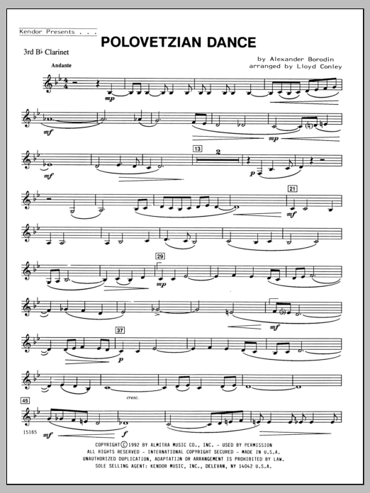 Download Conley Polovetzian Dance - Clarinet 3 Sheet Music