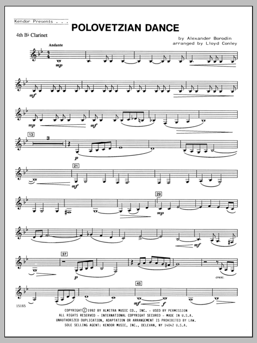 Download Conley Polovetzian Dance - Clarinet 4 Sheet Music