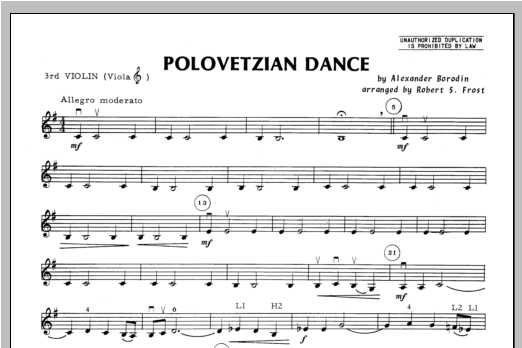Download Frost Polovetzian Dance - Violin 3 Sheet Music