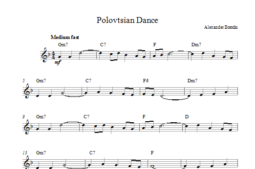 Alexander Borodin Polovtsian Dance Theme sheet music notes printable PDF score