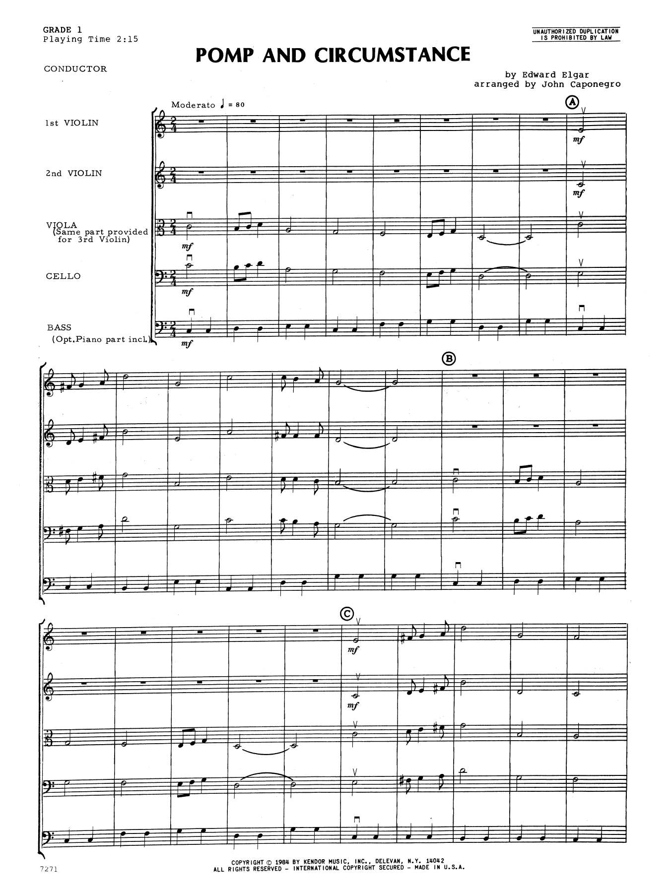 Download John Caponegro Pomp And Circumstance - Full Score Sheet Music