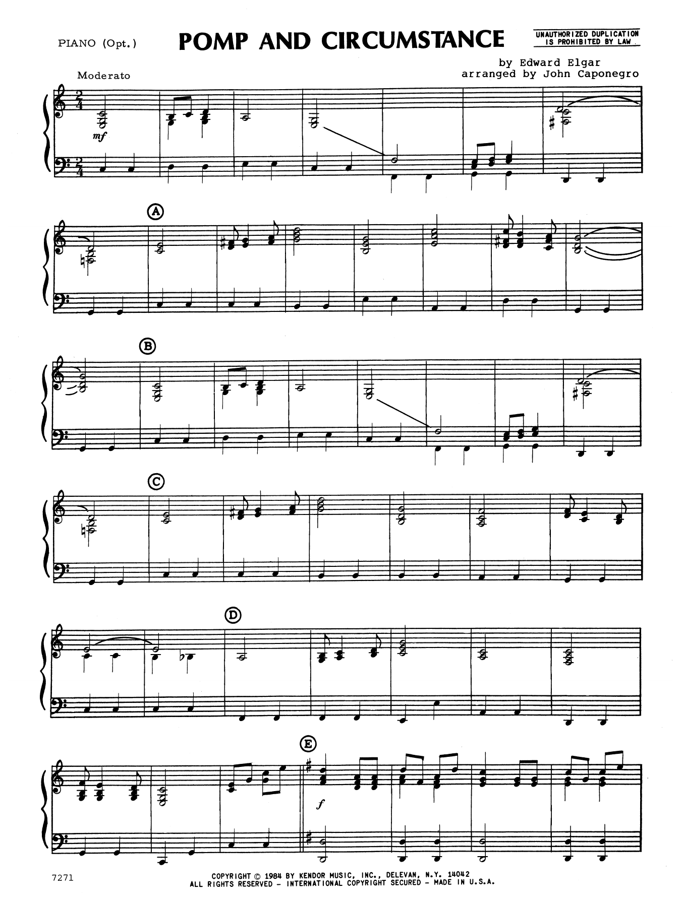 Download John Caponegro Pomp And Circumstance - Piano Accompani Sheet Music