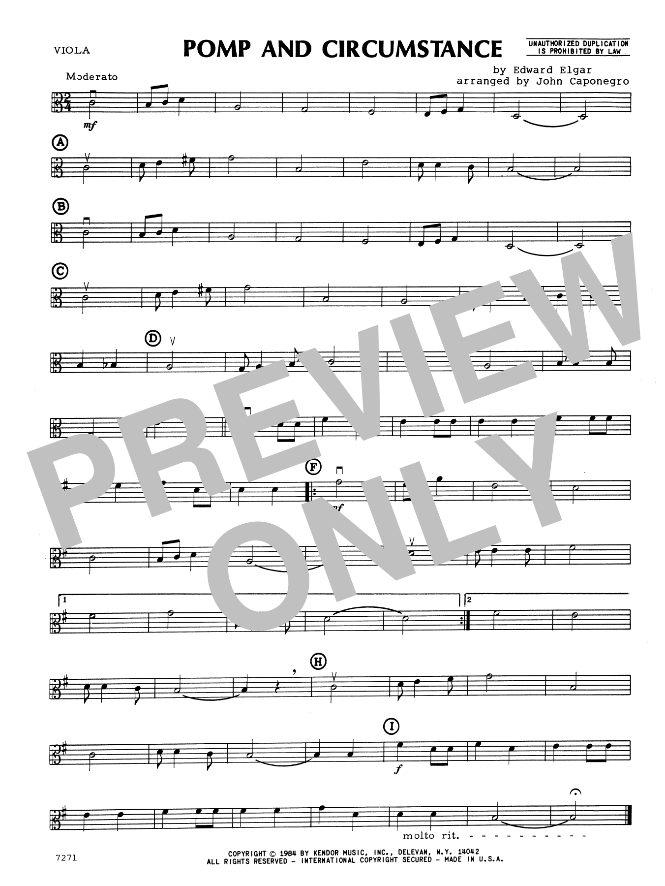 Download John Caponegro Pomp And Circumstance - Viola Sheet Music