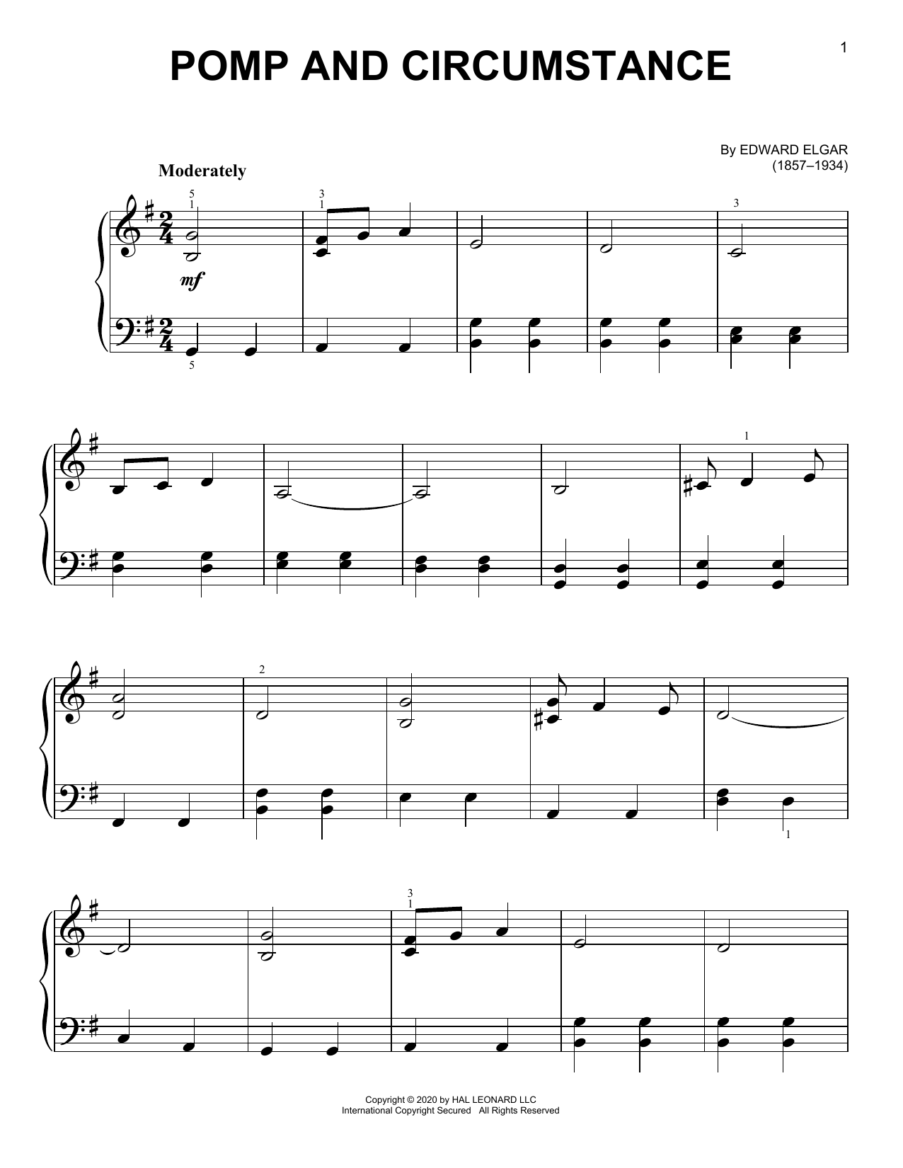 Download Edward Elgar Pomp And Circumstance, March No. 1, Op. Sheet Music