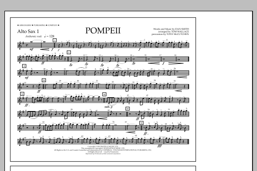Download Tom Wallace Pompeii - Alto Sax 1 Sheet Music