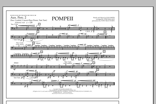 Download Tom Wallace Pompeii - Aux. Perc. 2 Sheet Music