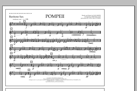 Download Tom Wallace Pompeii - Baritone Sax Sheet Music