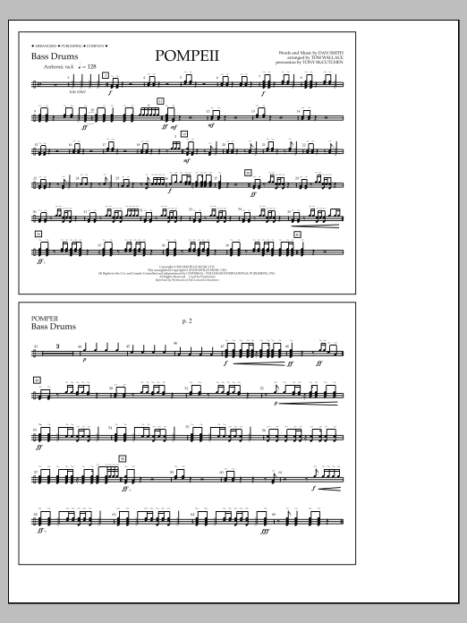 Download Tom Wallace Pompeii - Bass Drums Sheet Music