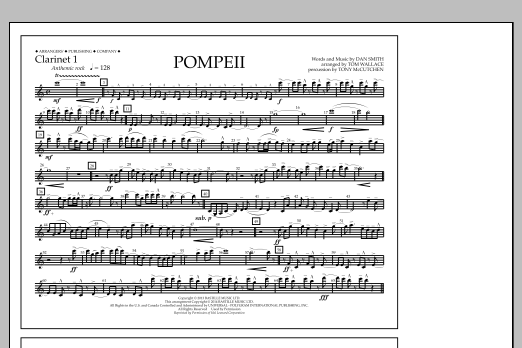 Download Tom Wallace Pompeii - Clarinet 1 Sheet Music