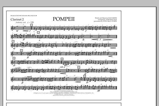 Download Tom Wallace Pompeii - Clarinet 2 Sheet Music