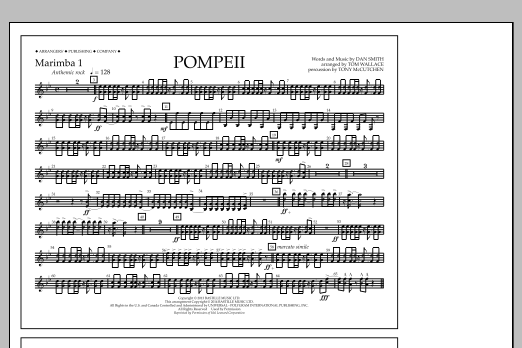 Download Tom Wallace Pompeii - Marimba 1 Sheet Music