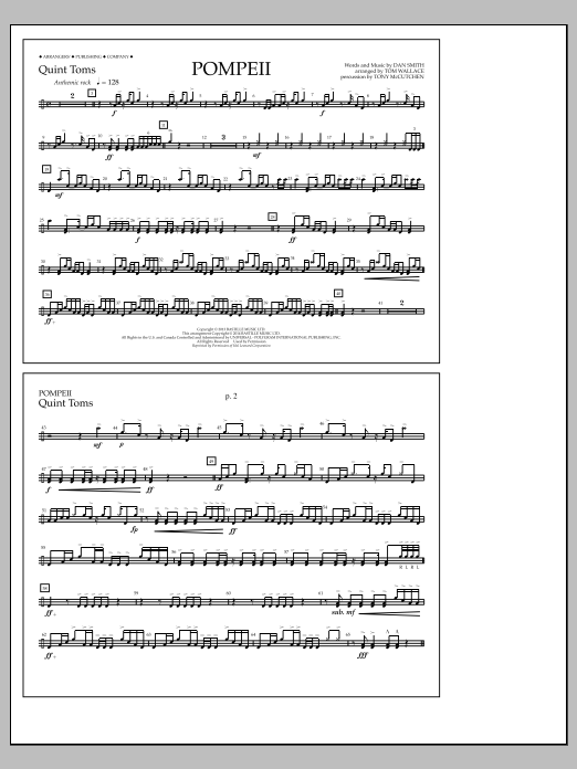 Download Tom Wallace Pompeii - Quint-Toms Sheet Music