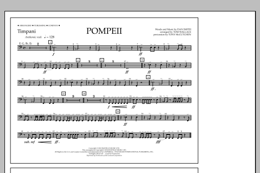 Download Tom Wallace Pompeii - Timpani Sheet Music