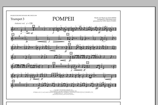 Download Tom Wallace Pompeii - Trumpet 3 Sheet Music