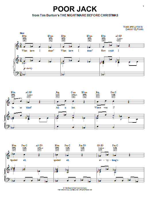 Download Danny Elfman Poor Jack (from The Nightmare Before Ch Sheet Music