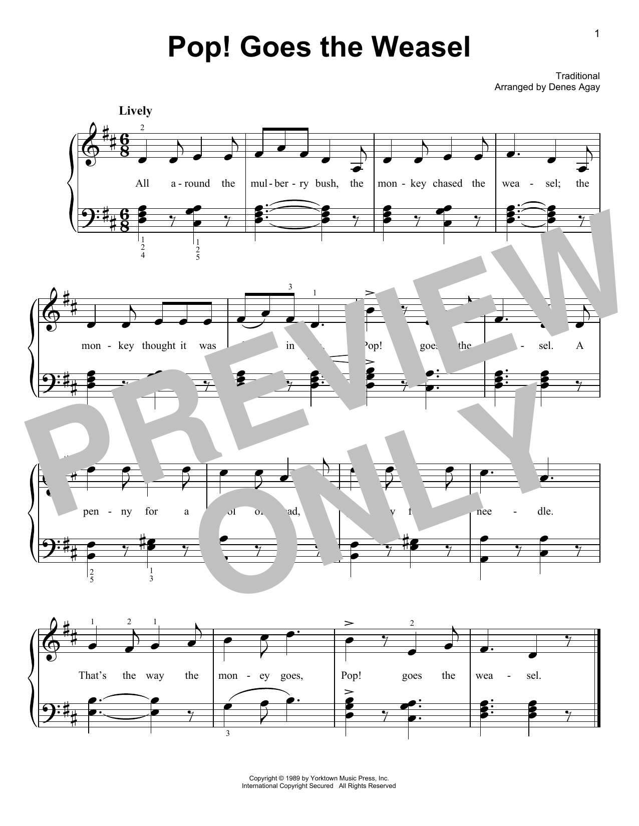 Download Traditional Pop Goes The Weasel (arr. Denes Agay) Sheet Music