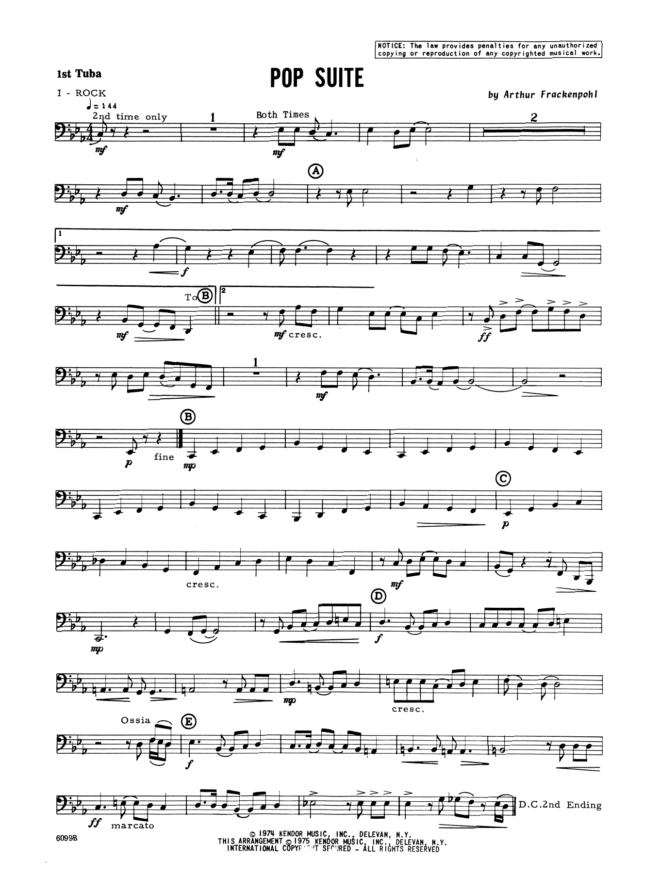 Download Arthur Frackenpohl Pop Suite - 1st Tuba Sheet Music