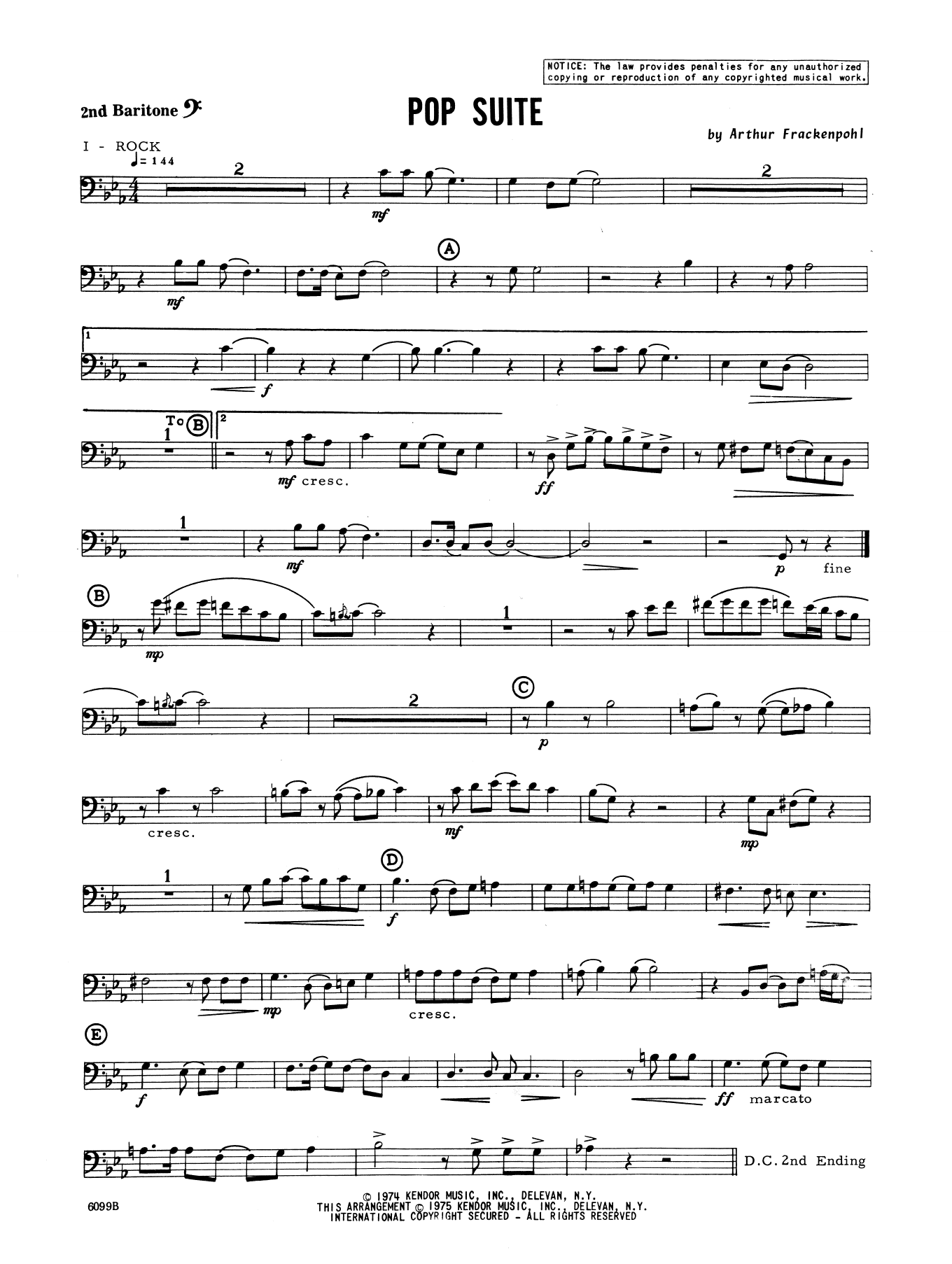 Download Arthur Frackenpohl Pop Suite - 2nd Baritone B.C. Sheet Music