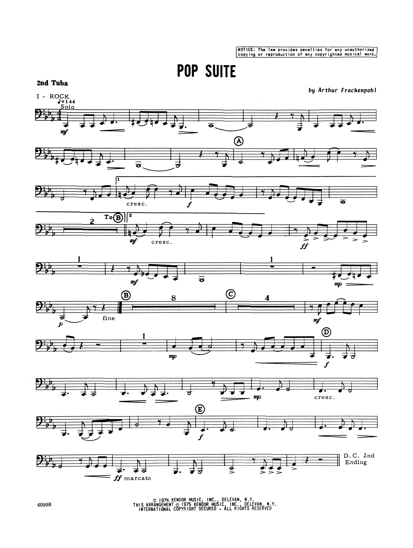 Download Arthur Frackenpohl Pop Suite - 2nd Tuba Sheet Music