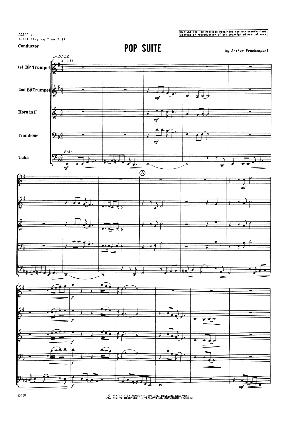 Download Arthur Frackenpohl Pop Suite - Full Score Sheet Music