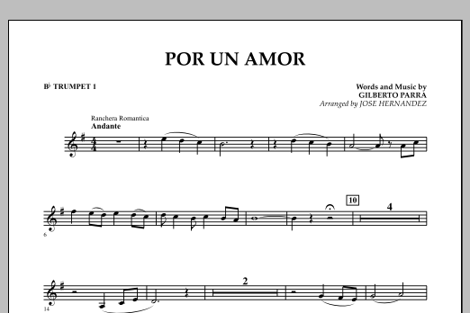 Download Jose Hernandez Por Un Amor - Bb Trumpet 1 Sheet Music