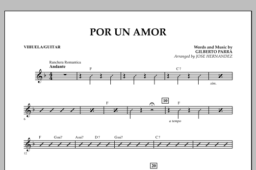 Download Jose Hernandez Por Un Amor - Vihuela/Guitar Sheet Music
