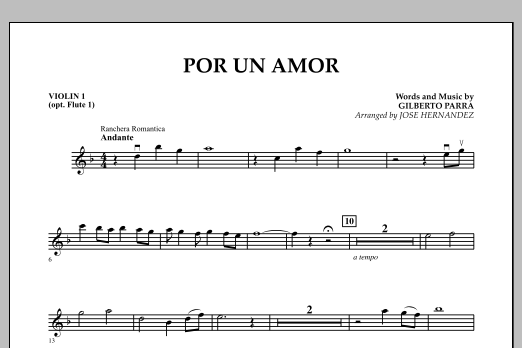 Download Jose Hernandez Por Un Amor - Violin 1 Sheet Music