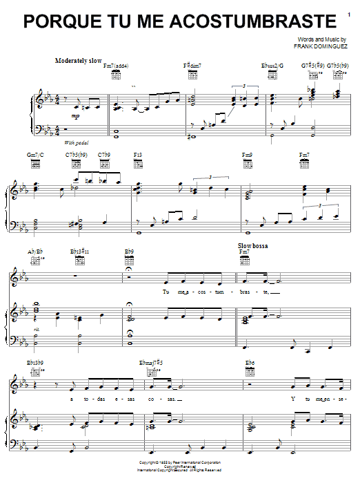 Andrea Bocelli Porque Tu Me Acostumbraste sheet music notes printable PDF score