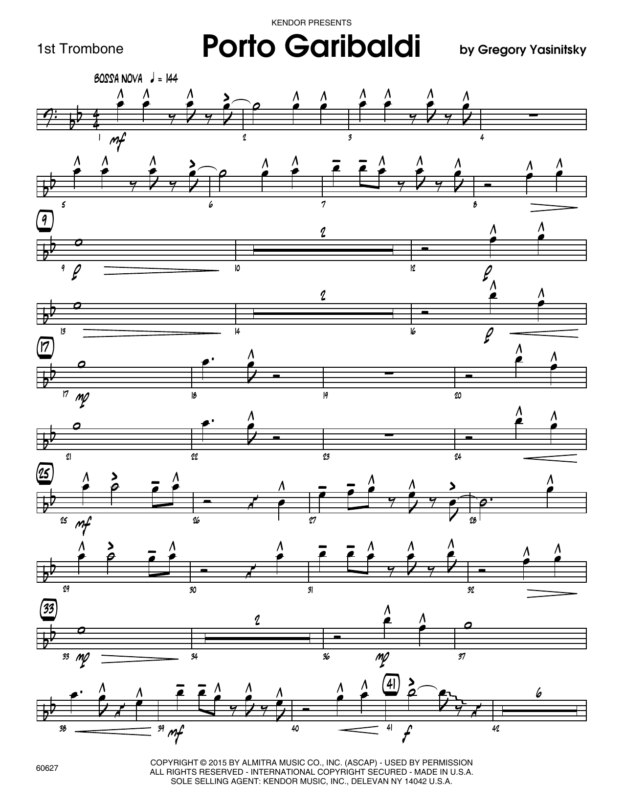 Download Gregory Yasinitsky Porto Garibaldi - 1st Trombone Sheet Music
