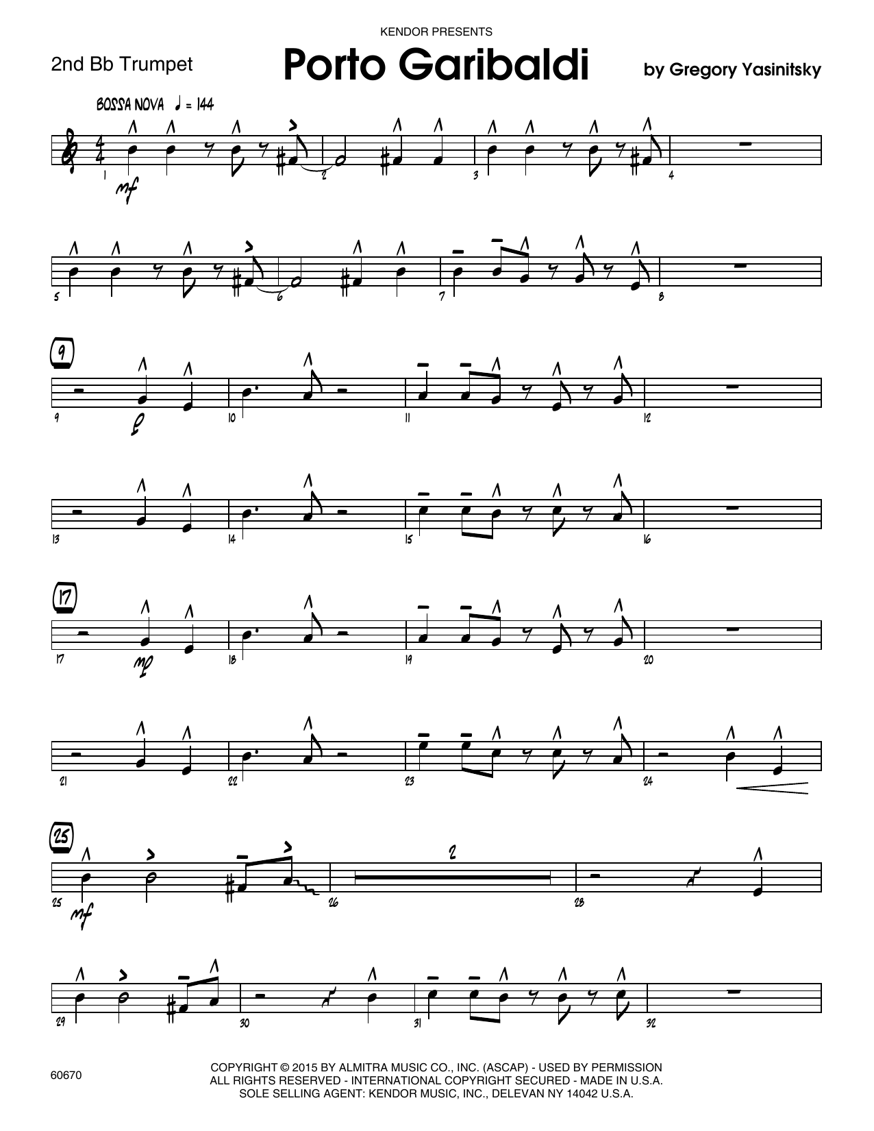 Download Gregory Yasinitsky Porto Garibaldi - 2nd Bb Trumpet Sheet Music