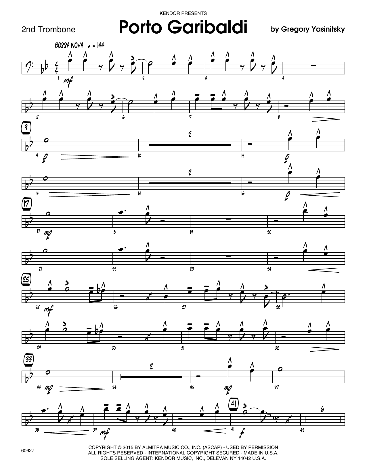 Download Gregory Yasinitsky Porto Garibaldi - 2nd Trombone Sheet Music
