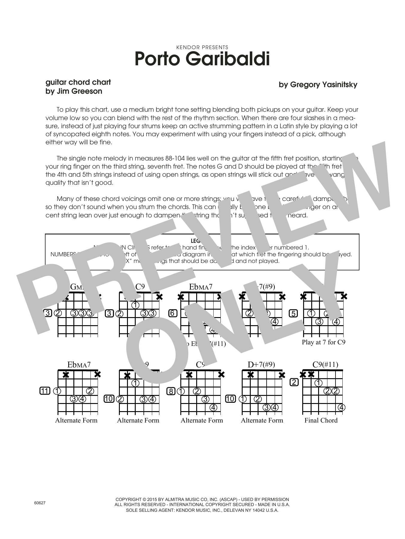 Download Gregory Yasinitsky Porto Garibaldi - Guitar Chord Chart Sheet Music