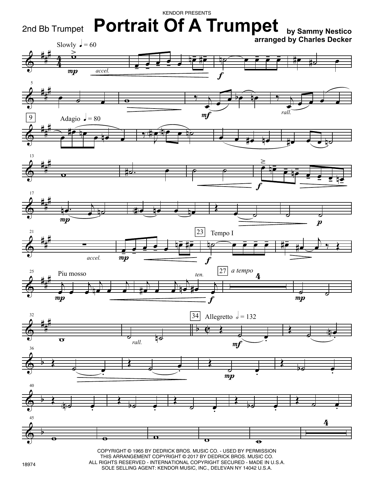 Download Sammy Nestico Portrait Of A Trumpet - 2nd Bb Trumpet Sheet Music