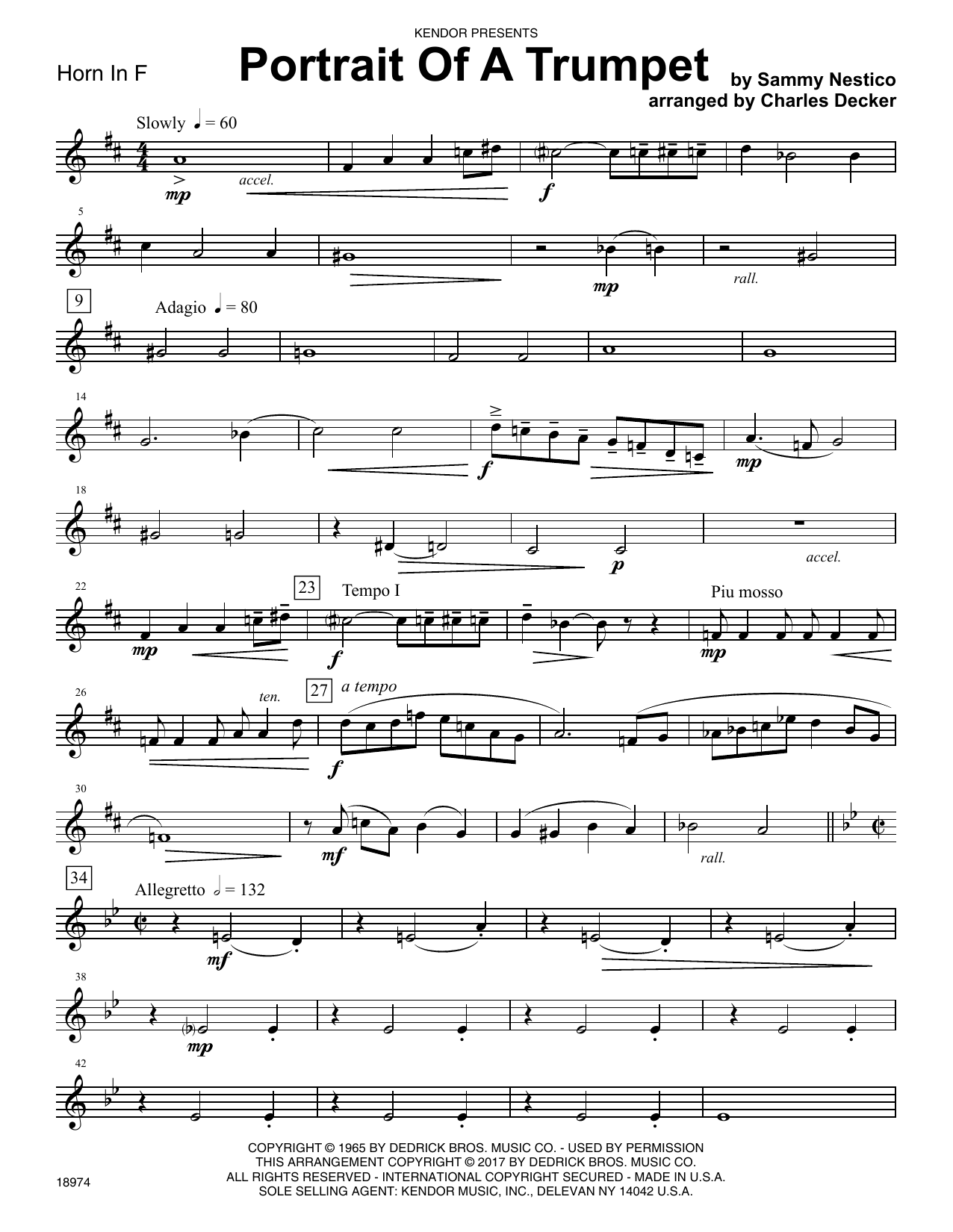 Download Sammy Nestico Portrait Of A Trumpet - Horn in F Sheet Music