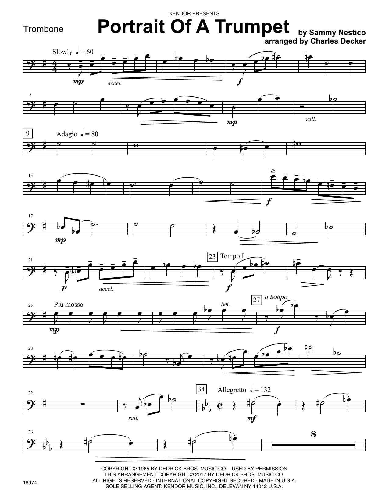 Download Sammy Nestico Portrait Of A Trumpet - Trombone Sheet Music