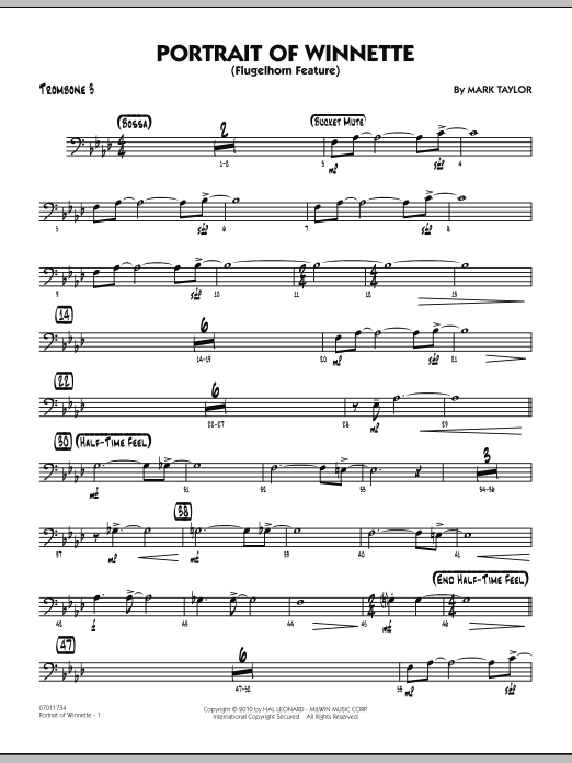 Download Mark Taylor Portrait Of Winnette - Trombone 3 Sheet Music