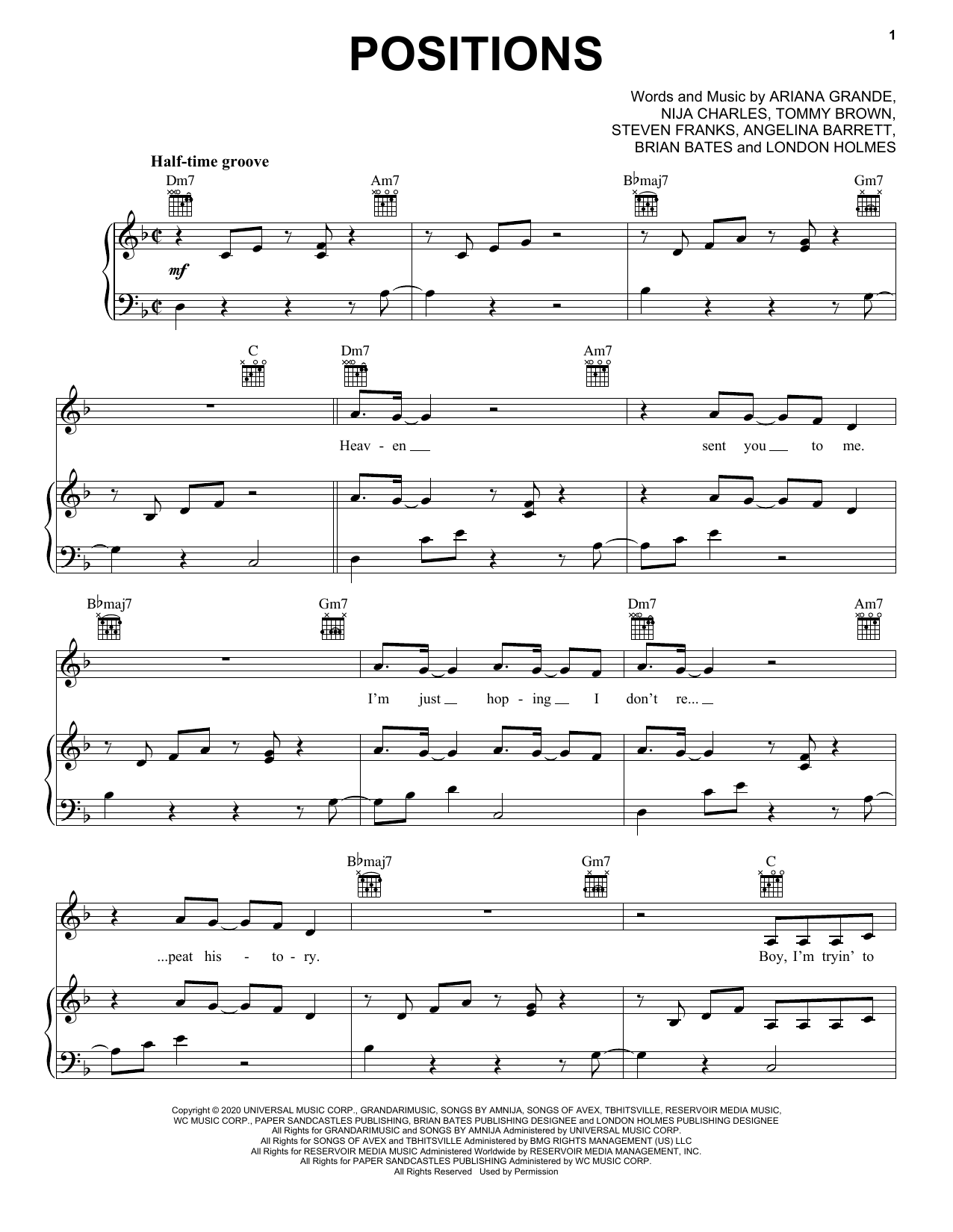 Download Ariana Grande Positions Sheet Music