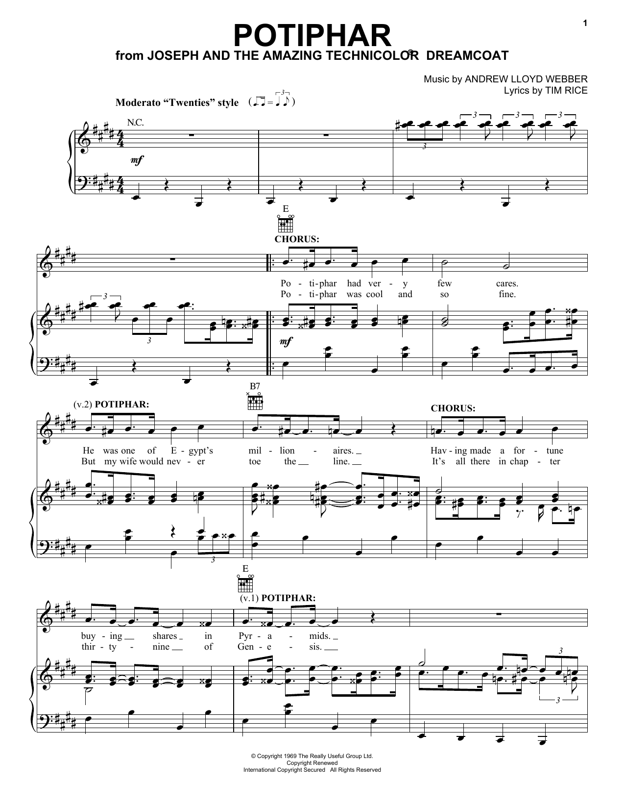 Download Andrew Lloyd Webber Potiphar Sheet Music
