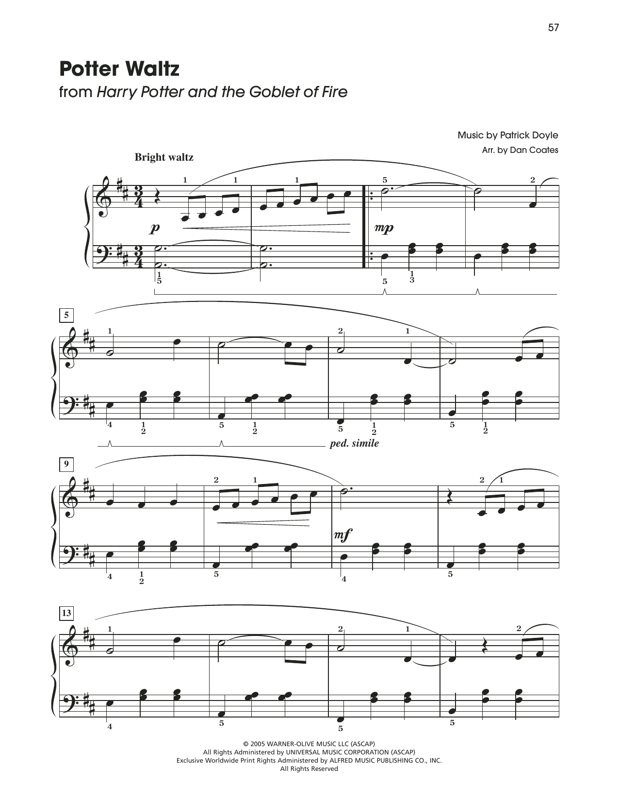 Download Patrick Doyle Potter Waltz (from Harry Potter) (arr. Sheet Music