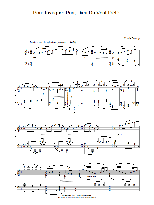 Download Claude Debussy Pour Invoquer Pan, Dieu Du Vent D'été Sheet Music