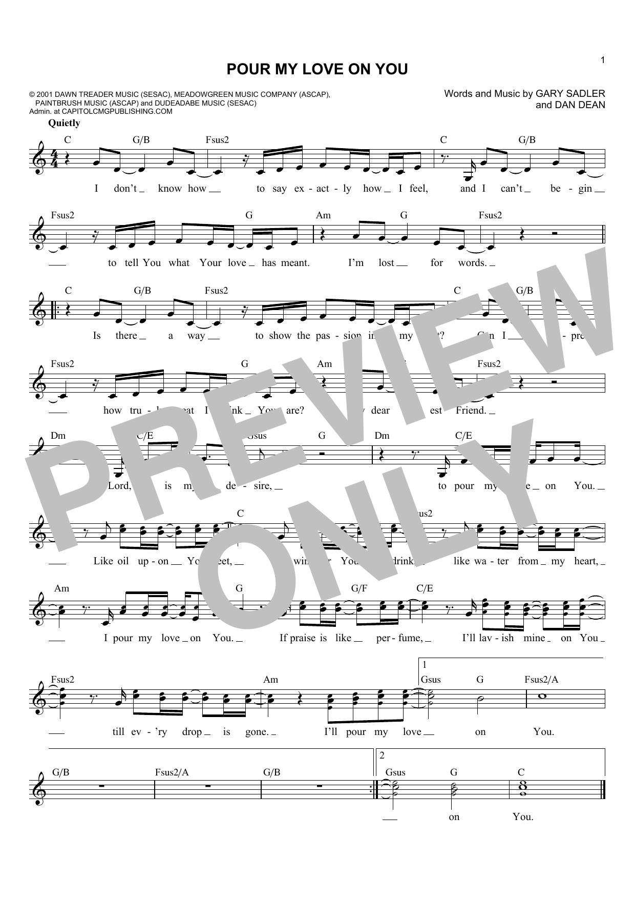 Download Phillips, Craig and Dean Pour My Love On You Sheet Music
