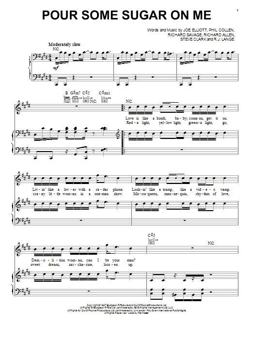Download Def Leppard Pour Some Sugar On Me Sheet Music