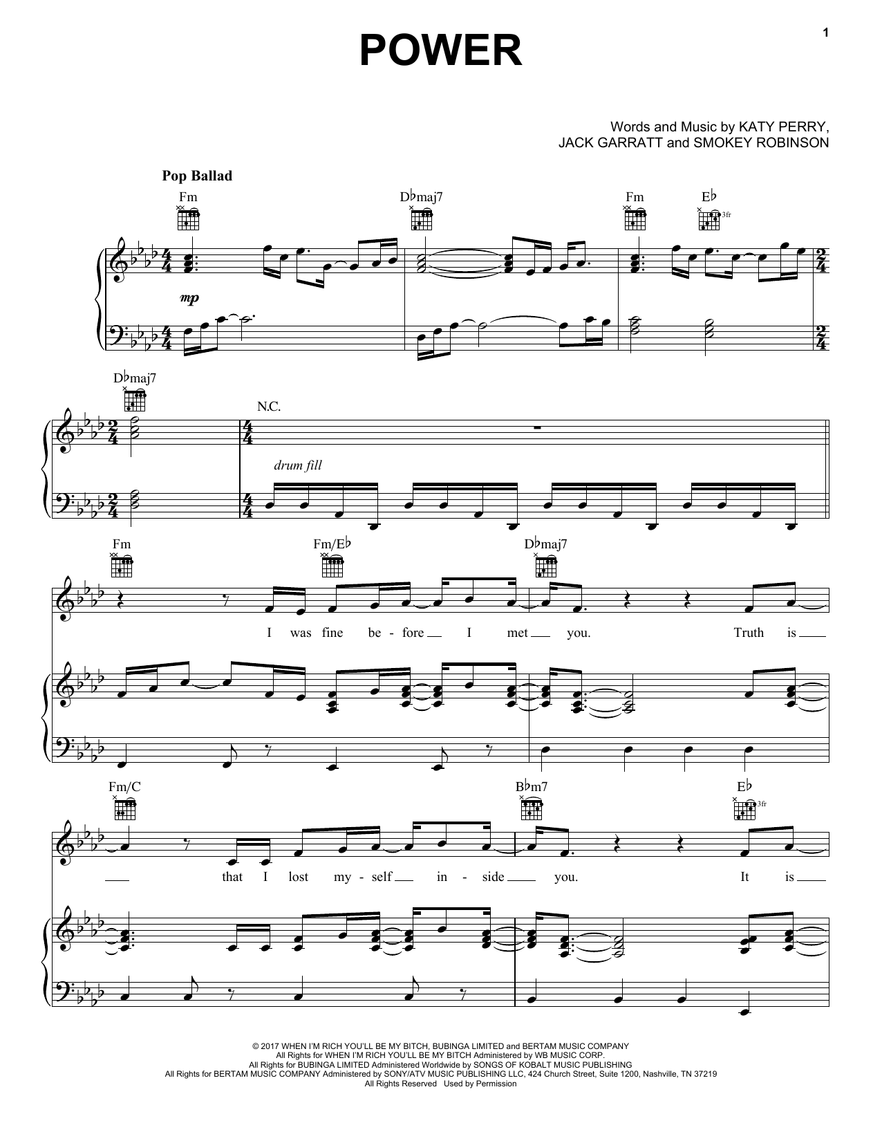 Download Katy Perry Power Sheet Music