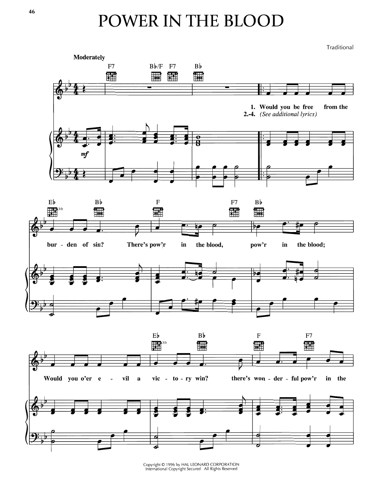 Download Traditional Power In The Blood Sheet Music