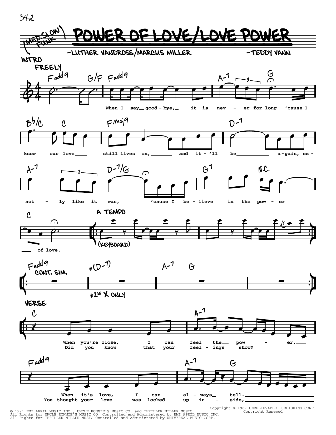 Download Luther Vandross Power Of Love/Love Power Sheet Music