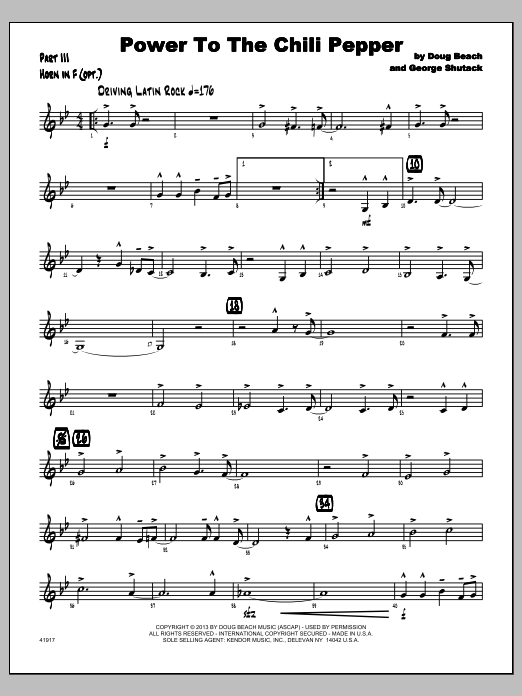 Download Doug Beach & George Shutack Power To The Chili Pepper - Horn in F Sheet Music