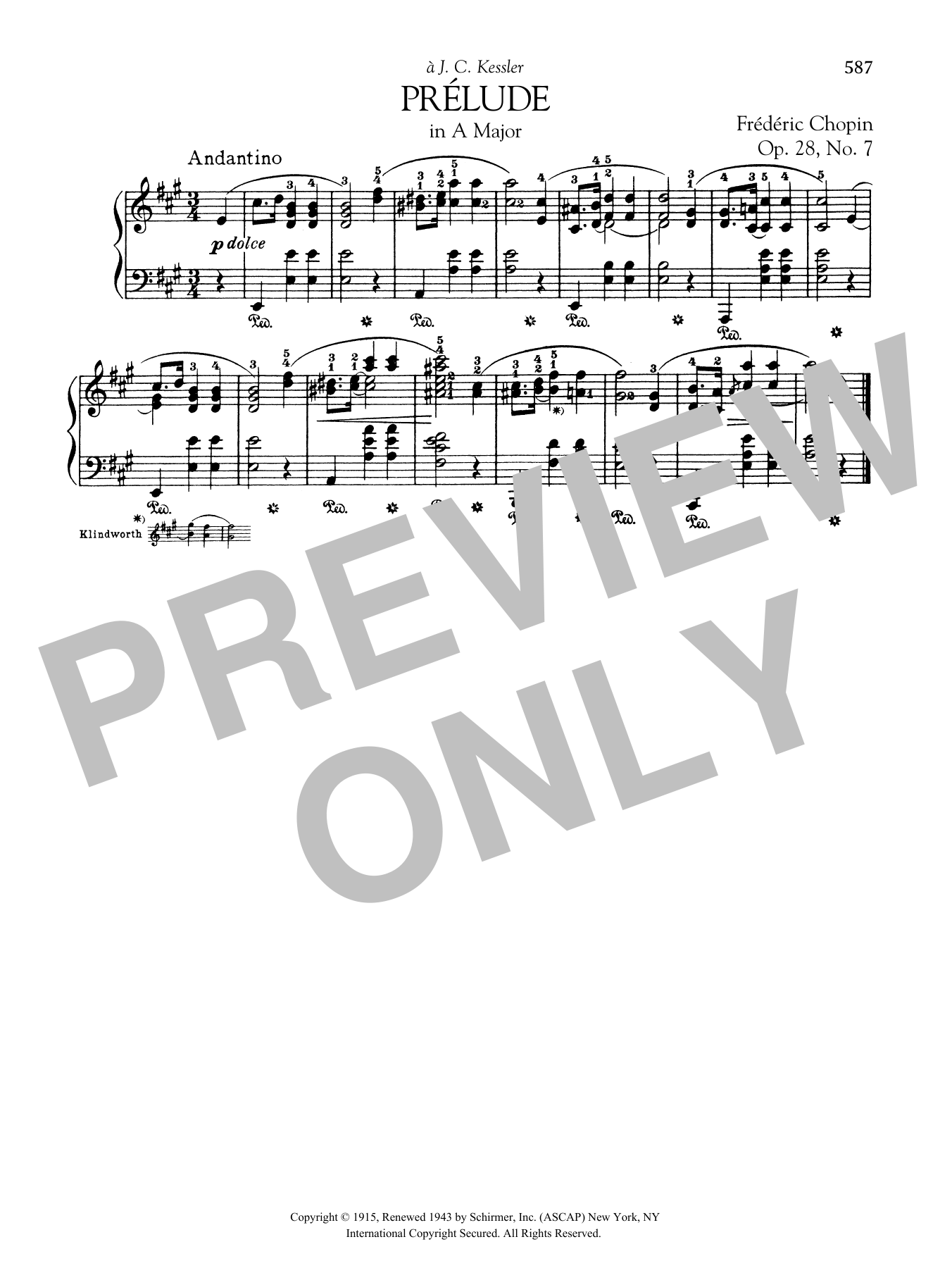 Download Frédéric Chopin Prélude in A Major, Op. 28, No. 7 Sheet Music