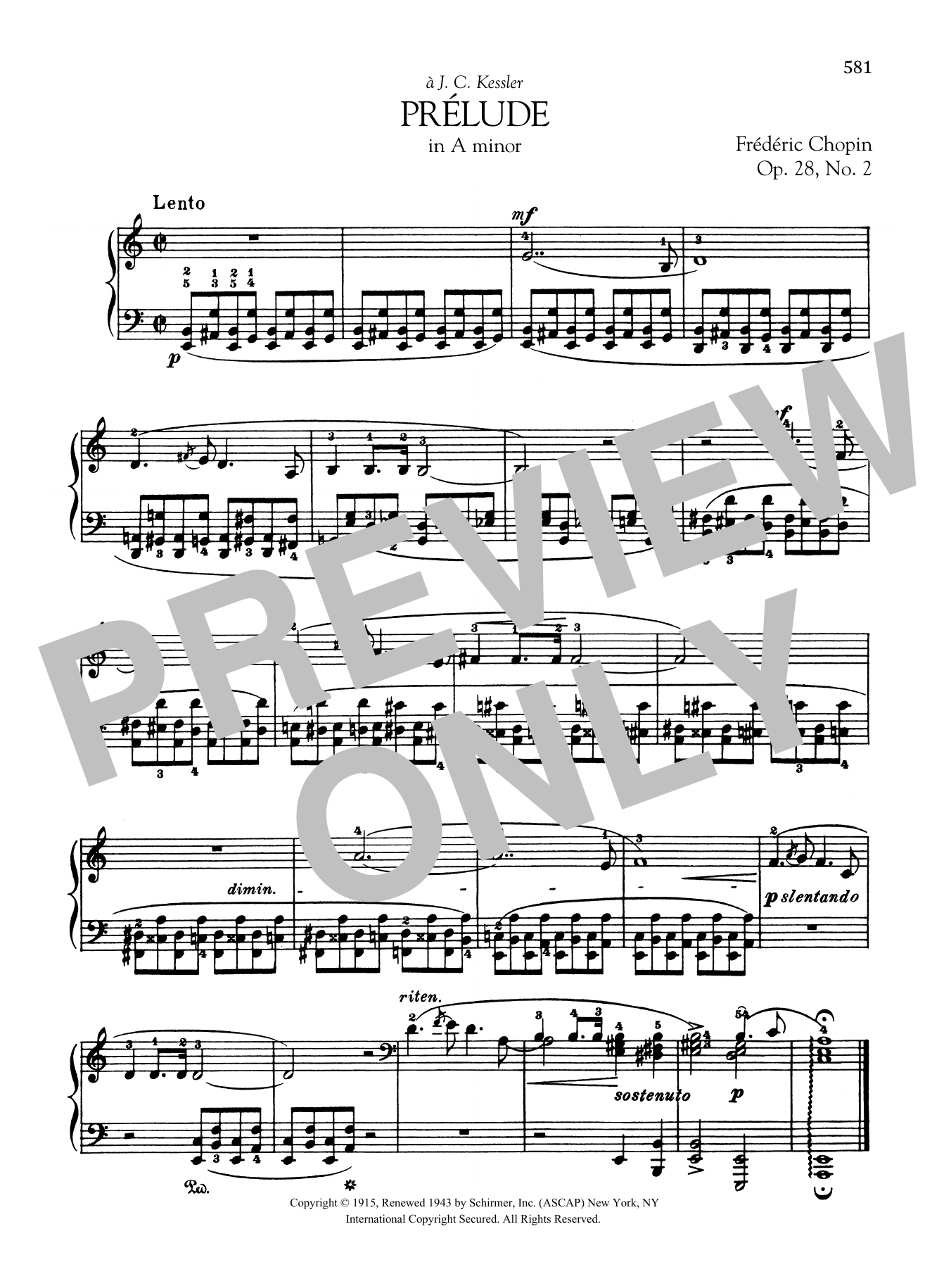 Download Frédéric Chopin Prélude in A minor, Op. 28, No. 2 Sheet Music